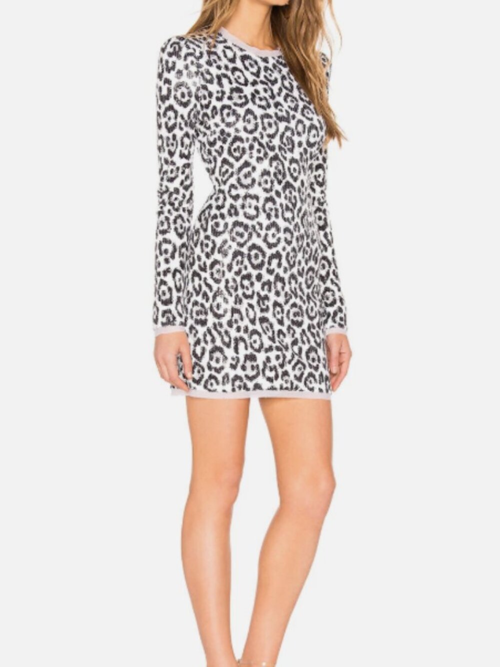 NWT RACHEL ZOE Sequin Mini Dress "Court" Black White Animal Print OPEN BACK sz 8 - Picture 2 of 5